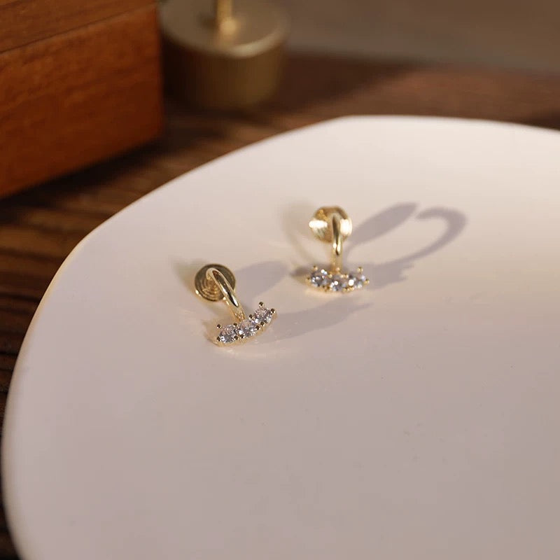 三颗锆石简约耳夹 Clip On Earring