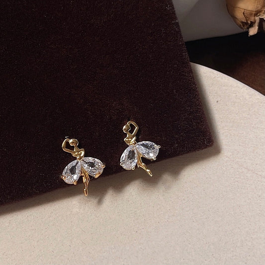 芭蕾舞女孩耳夹 Ballet Girl Zircon Clip On Earring