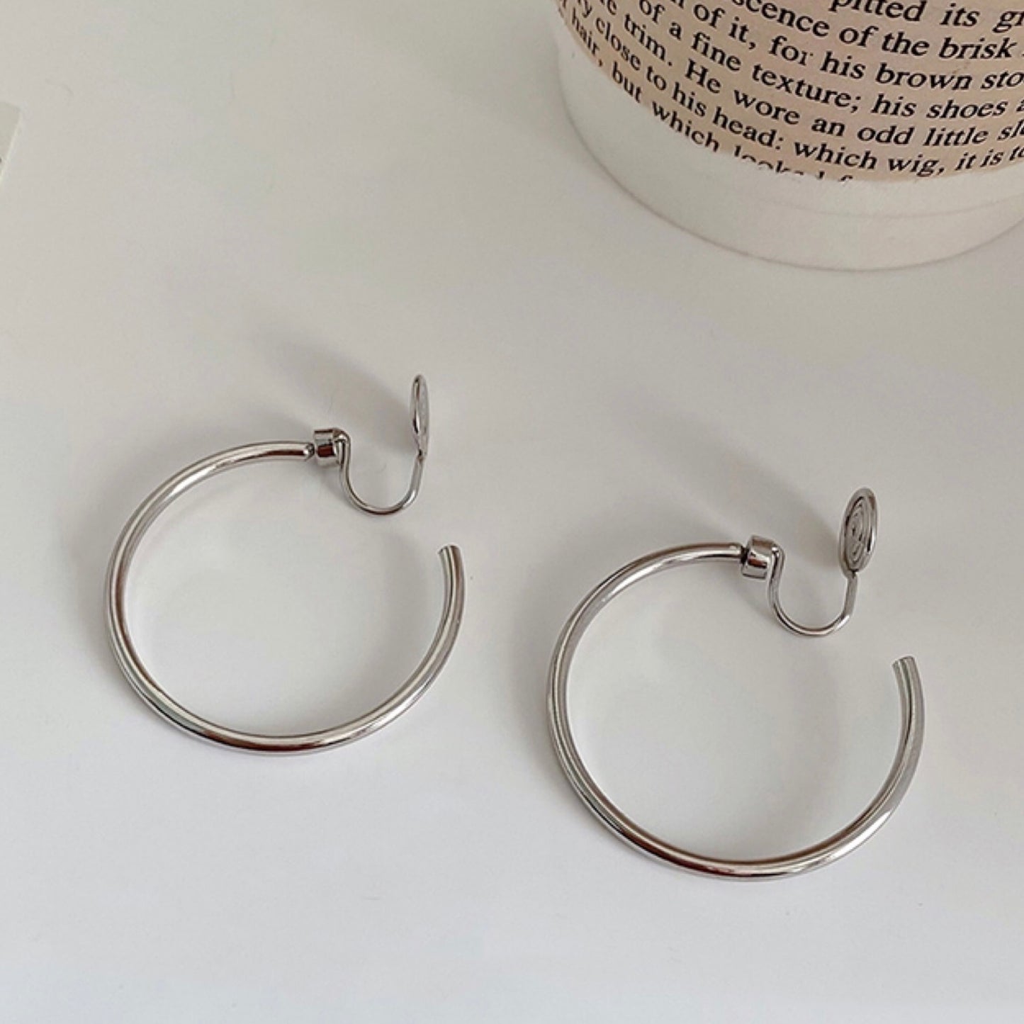 可转动金属圆环耳夹 Gold/Silver Large Hoop Clip On Earring