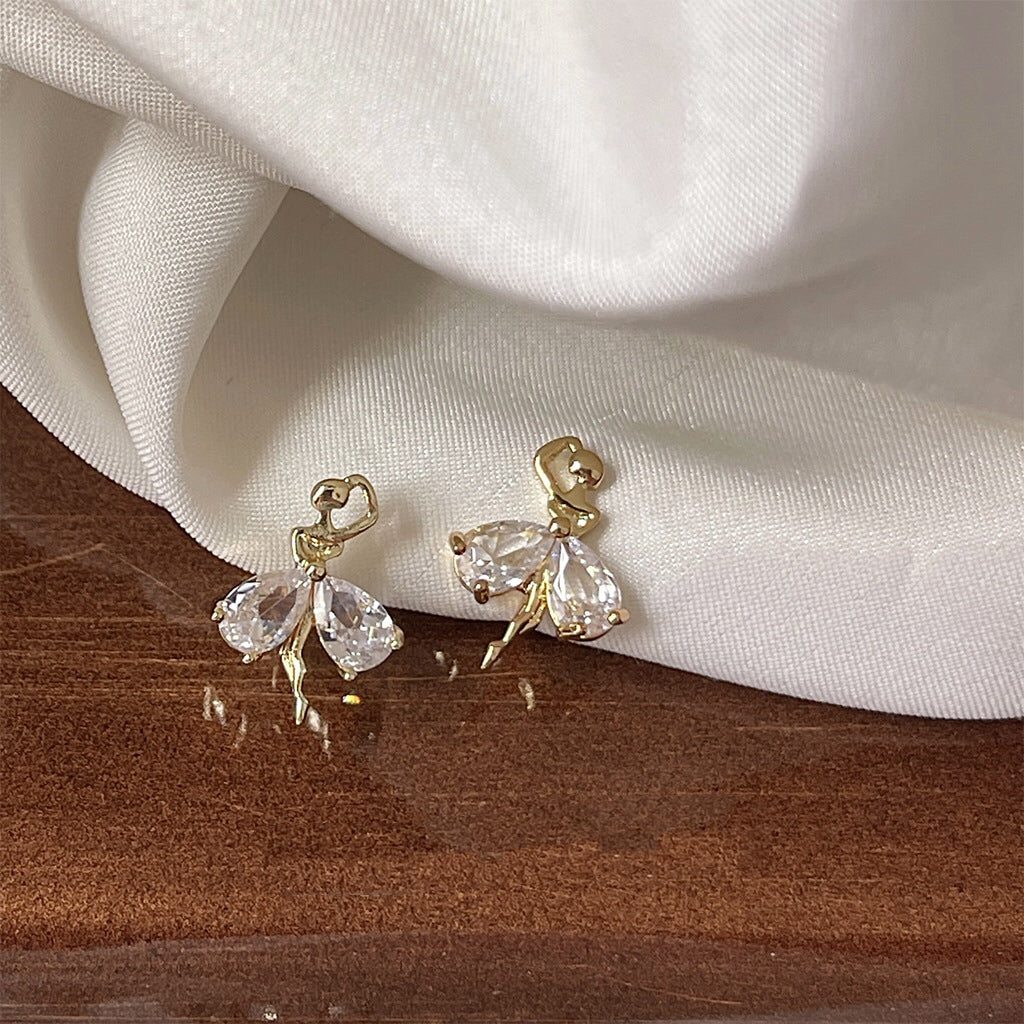 芭蕾舞女孩耳夹 Ballet Girl Zircon Clip On Earring