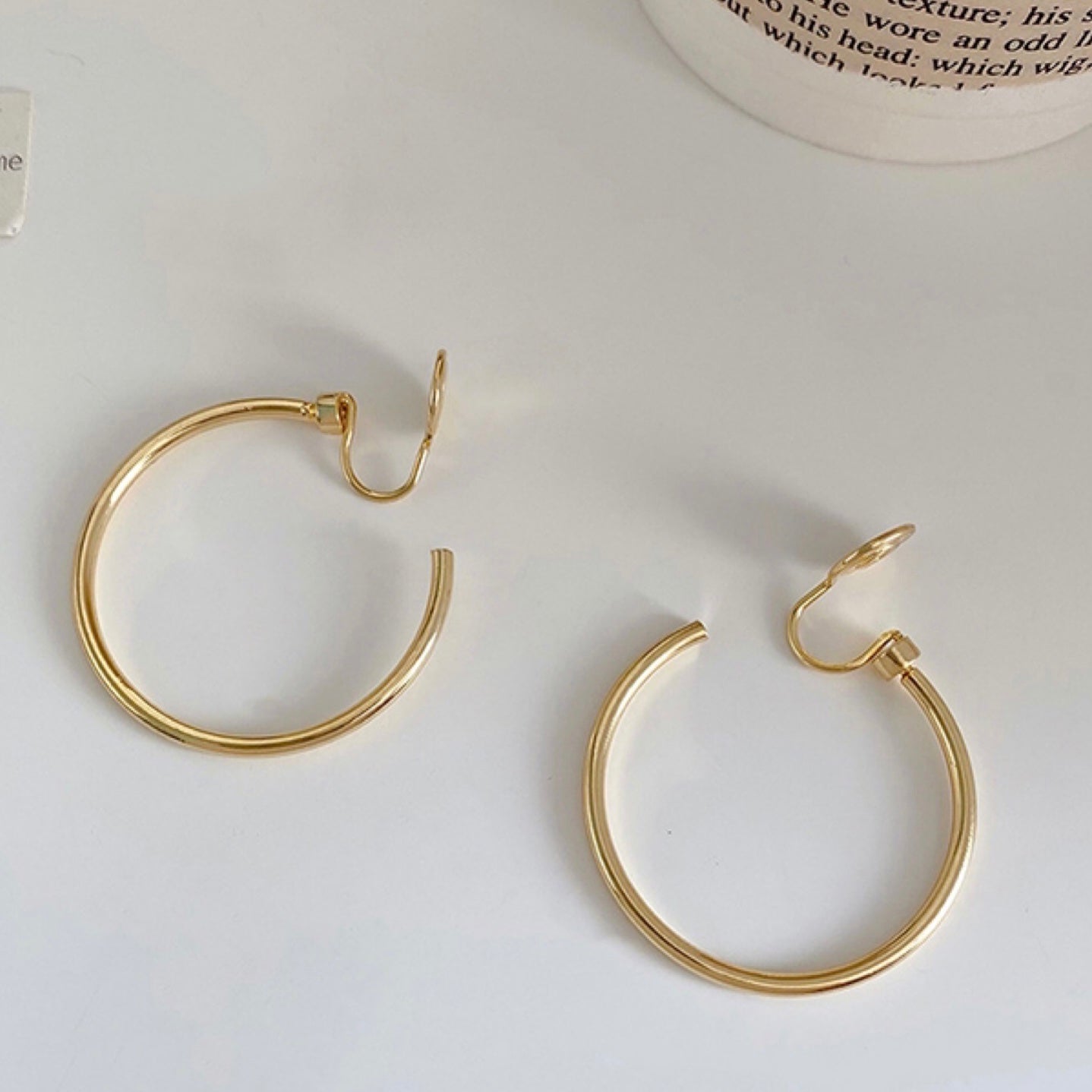 可转动金属圆环耳夹 Gold/Silver Large Hoop Clip On Earring