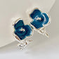 法式蓝花飞鸟耳夹 Blue Flower with Bird Clip On Earring