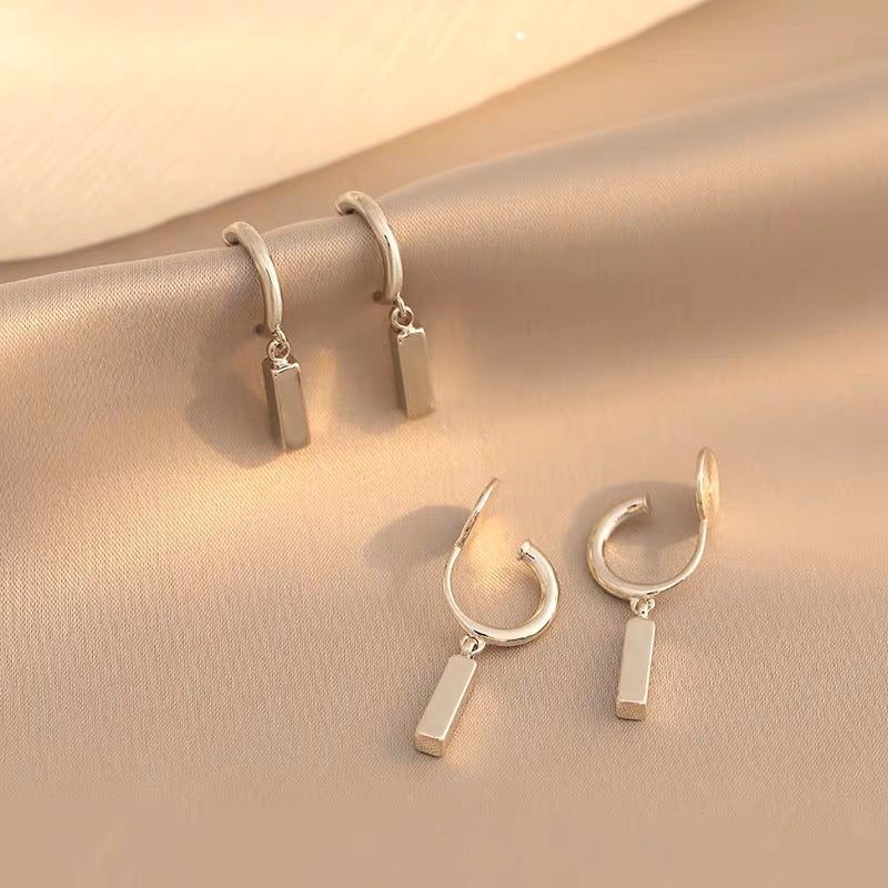 简约小银条吊坠耳夹 Clip On Earring