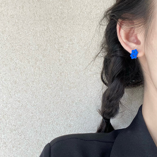 克莱茵蓝小花耳夹 Clip On Earring