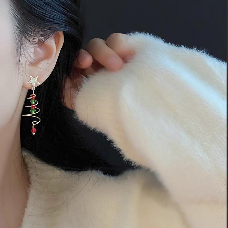 韩版圣诞树节日耳夹 Clip On Earring