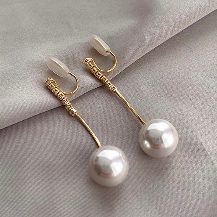 简约流苏珍珠耳夹 Pearl Tassel Clip On Earring