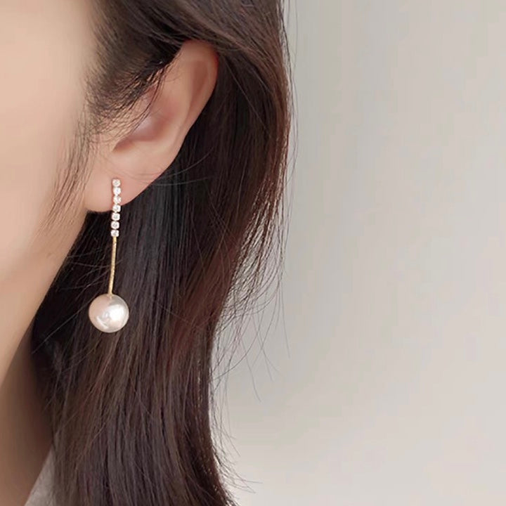 简约流苏珍珠耳夹 Pearl Tassel Clip On Earring